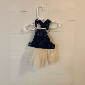 Jordache Baby Denim Overall Dress Sparkle Tulle Skirt 12M